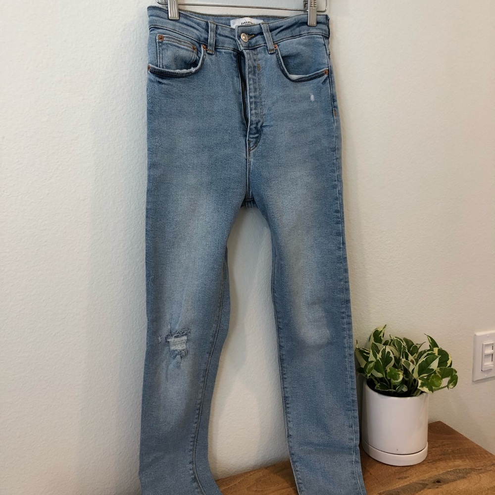 high-rise denim skinny jeans